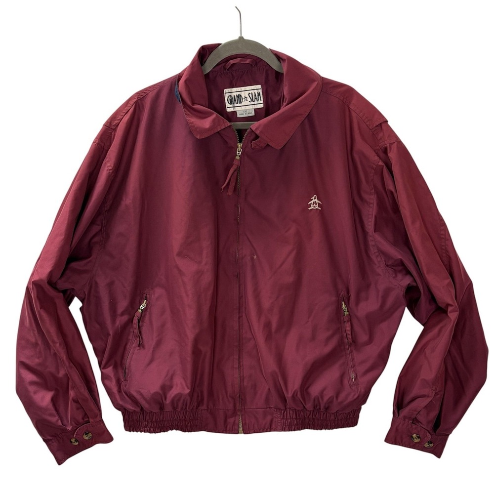 Grand Slam Munsingwear XXL Harrington Jacket Burgundy Zip Windbreaker Vintage